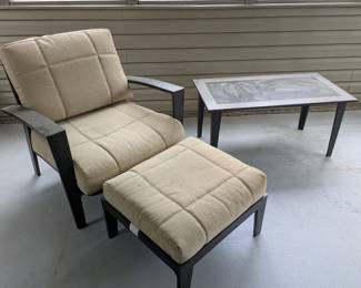 Patio lounge chair with ottoman