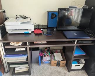 Office desk and office supplies