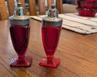 Ruby Red salt & pepper shakers