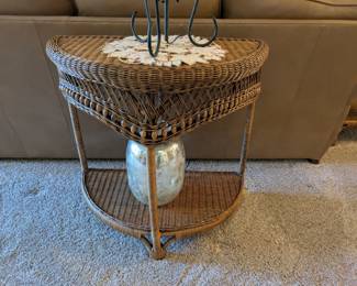 Wicker demi-lune table