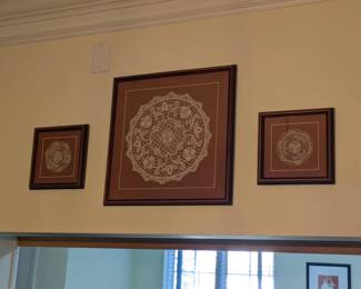 Framed lace doilies