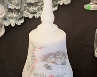 Fenton Glass Satin musical bell signed D. Hart