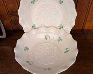 Belleek Ireland Chamrock & Celtic Knot small bowl