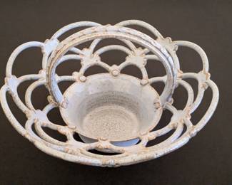 Delicate Handmade pottery basket / candle holder