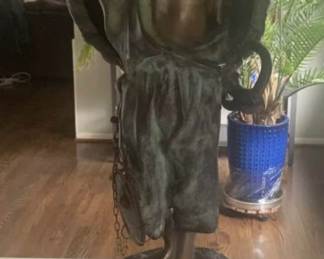 BRONZE SCULPTURE - NEAPOLITAN
FISHERMAN -PESCATORE NAPOLETANO BY
SIGNED Achille d'ORSI 1845-1929. ITALIAN BRONZE, RICH DARK BROWN PATINA
24 x 10 1/2 x 10 1/2 in.