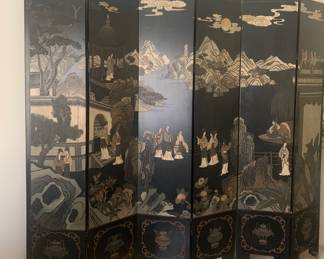 ANTIQUE / VINTAGE ASIAN CHINESE COROMANDEL SCREEN ROOM DIVIDER 6 PANELS