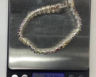 7.5 INCH STERLING SILVER GEMSTONE BRACELET MULTICOLORED GEMSTONE STERLING SILVER BRACELET.