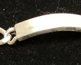 8in STERLING SILVER CURB CHAIN ID BRACELET, 40 GRAMS