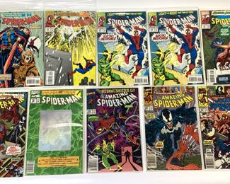 58 THE AMAZING SPIDER-MAN COMICS. 60 CENT, HOLOGRAM, DUPLICATES, VENOM, CARNAGE, THANOS, HULK, GHOST RIDER, SINISTER SIX, HOBGOBLIN, DR. OCTOPUS, PUNISHER
