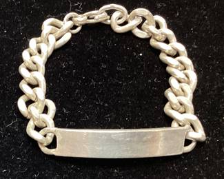8in STERLING SILVER CURB CHAIN ID BRACELET, 40 GRAMS