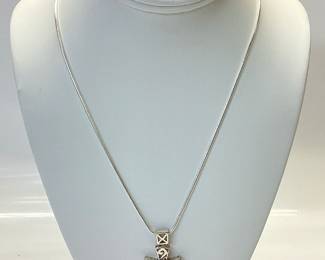 STERLING SILVER CHAIN AND CROSS PENDANT 24 INCH SNAKE CHAIN WITH 1.5 INCH TALL CROSS FEATURING A ROUND CABOCHON TURQUOISE