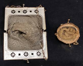(2) VTG. WHITING & DAVIS METAL MESH PURSE & GOLD MESH COIN PURSE