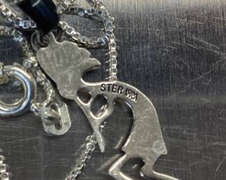 STERLING SILVER KOKOPELLI SET STERLING SILVER 20 INCH BOX CHAIN WITH 2.5 INCH KOKOPELLI PENDANT AND KOKOPELLI DANGLE EARRINGS