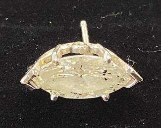 SINGLE 14K WHITE GOLD MARQUISE DIAMOND EARRING 14K WHITE GOLD SETTING FEATURING A MARQUISE SOLITAIRE DIAMOND. DIAMOND IS APPROX. 1CT WITH COLOR IS O-P, CLARITY IS I2. TOTAL WEIGHT IS 0.9 GRAMS. CARAT WEIGHT AND GRADE ARE APPROXIMATE.