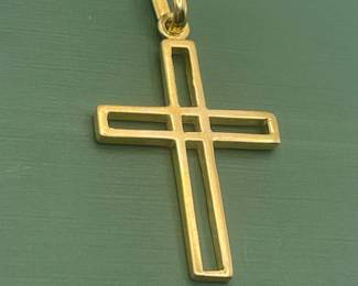 14 kt Italian open cross pendant