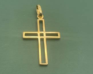 14 kt Italian open cross pendant