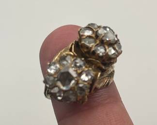 Antique 14kt yellow gold Victorian diamond cluster ring - 2.5 Carats with rose cut diamonds - Size 6