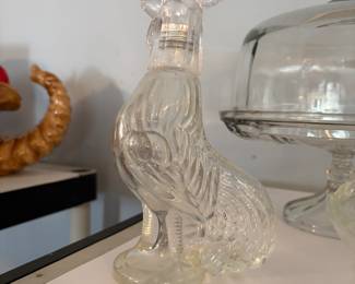 Clear Glass Rooster Decatur, Vase, Bottle With Removable Head 9"