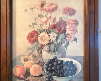 Still-life print flowers & fruit Dutch American artist Henk Bos 