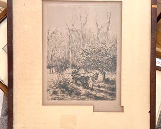 Original etching by Jules Milled 