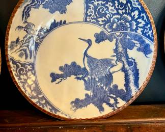 Antique 10" Japanese Igezara transferware porcelain plates