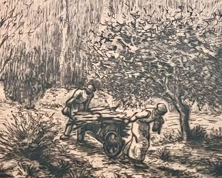 Original etching by Jules Milled 