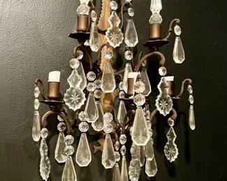 Matching crystal & candle wall sconces  