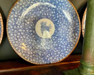 Antique 10" Japanese Igezara transferware porcelain plates