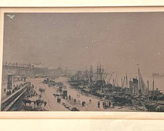 Port of Barcelona  - original etching by Lelavni 