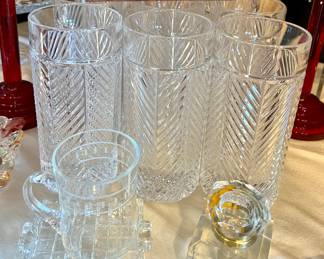 10 - Ralph Lauren crystal Herringbone 6-1/4" glasses