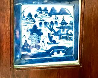 Asian cabinet w/tile inserts 