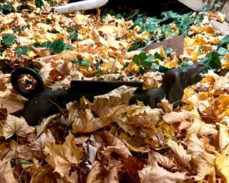 Cast iron Dachshund boot scrapper - look hard, it's there. Better picture later 