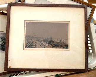 Port of Barcelona  - original etching by Lelavni 