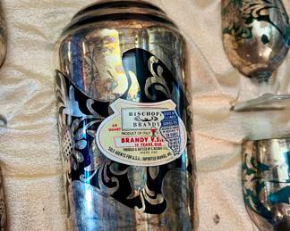  Bischoff Brandy decanter w/silver overlay and box