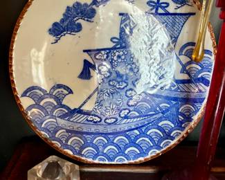 Antique 10" Japanese Igezara transferware porcelain plates