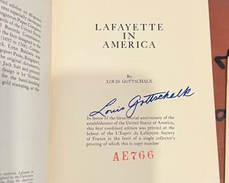 Signed copy - Lafayette In America by Louis Gottschalk - copyright 1975