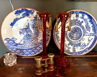 Antique 10" Japanese Igezara transferware porcelain plates