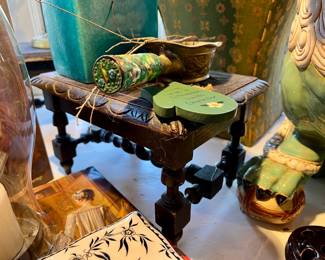 Hand carves wooden stool 