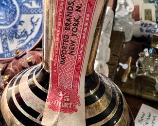 Bischoff Brandy decanter w/silver overlay and box