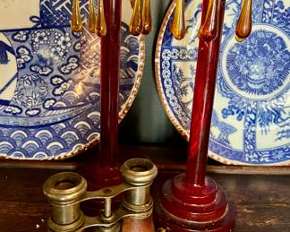 Antique 10" Japanese Igezara transferware porcelain plates