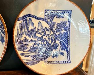 Antique 10" Japanese Igezara transferware porcelain plates