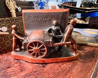 "By Handcart We Came" - Mormon LDS Heavy Copper bookend