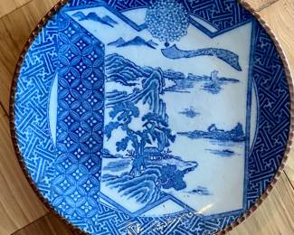 1 of 6 - 10" Japanese Igezara landscape blue & white plate 