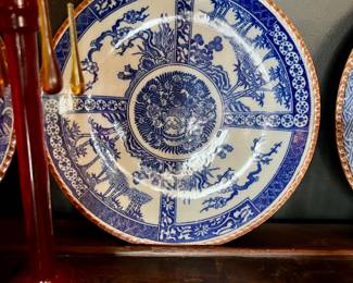 Antique 10" Japanese Igezara transferware porcelain plates
