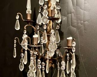 Matching crystal & candle wall sconces  