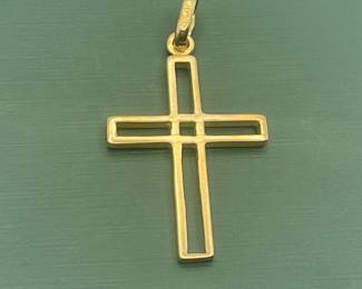 14 kt Italian open cross pendant