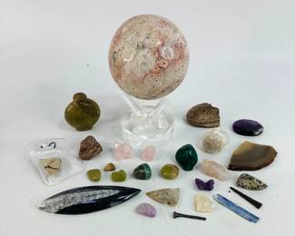 Jasper Sphere, Orthoceras Fossil & More
