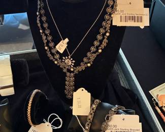 Judith Jack Sterling Bracelet, 18k Floral Style Ring, 10k Tennis Bracelet