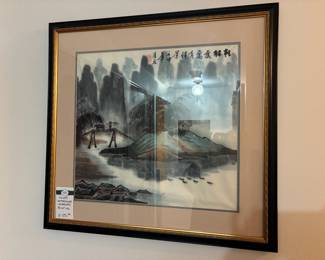 Signed Watercolor Landscape Painting 