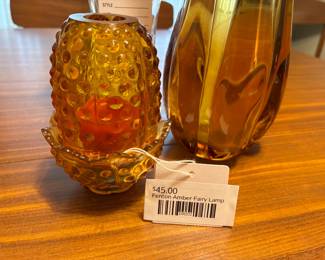 Fenton Amber Fairy Lamp 